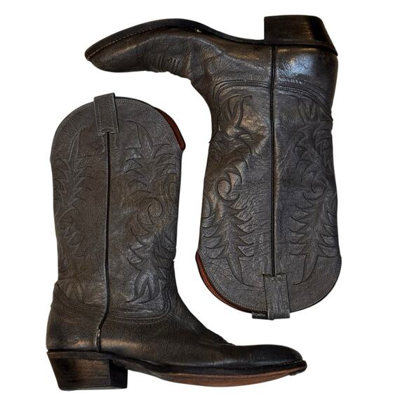 Nocona 43511 Gray Leather Cowboy Boots Men's 10.5 D Vintage Western USA Made - Picture 2 of 11